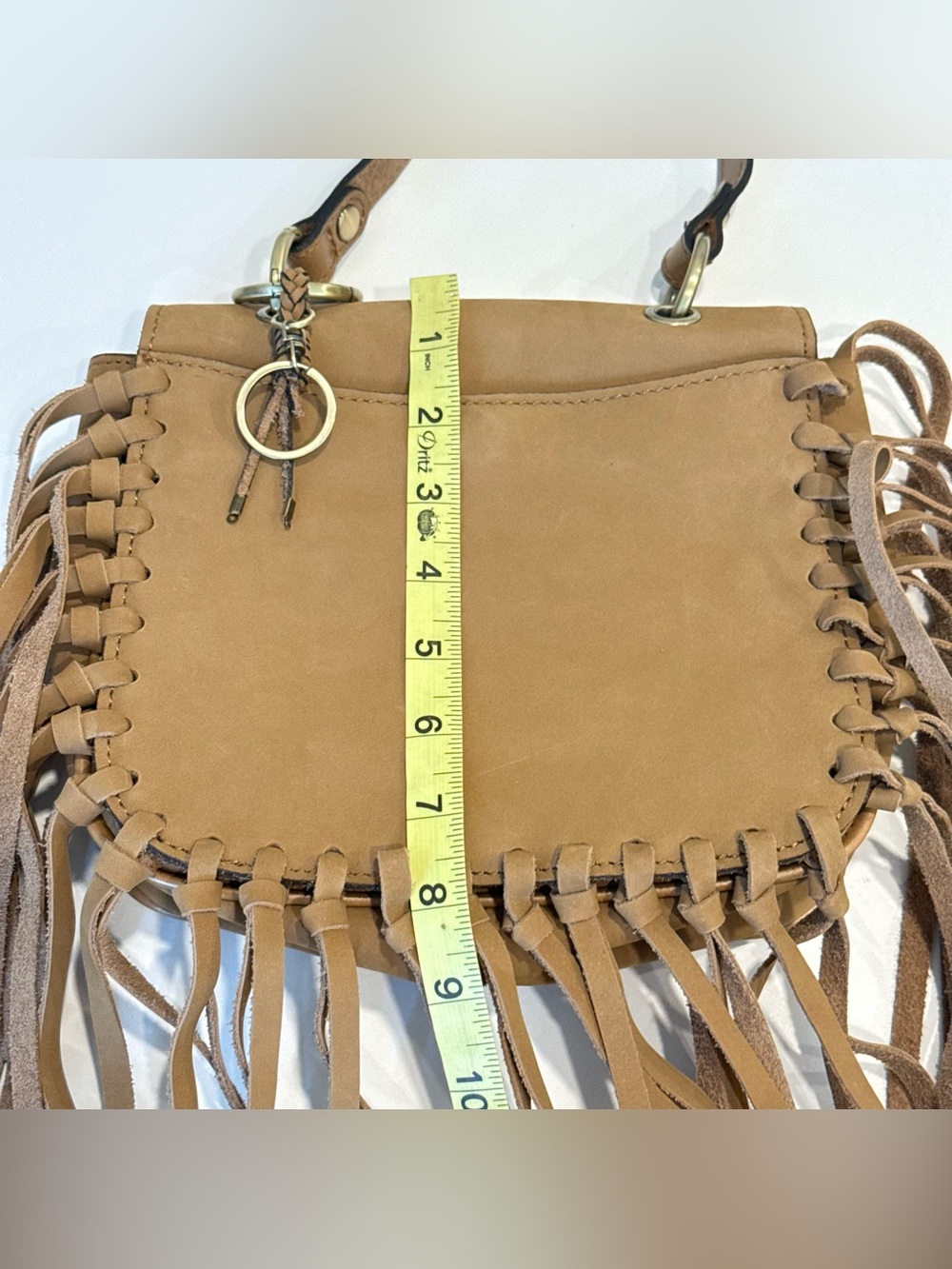 Patricia Nash Karisa Nubuck Suede Leather Fringe Crossbody Bag Tan Boho - Picture 11 of 12